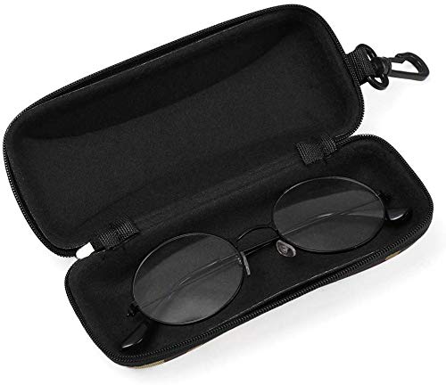 Ulie Unisex Green camouflage Semi Hard Eyeglass Case Protective for Eyeglasses and Sunglasses With Zipper Closure And Hook Portable Travel