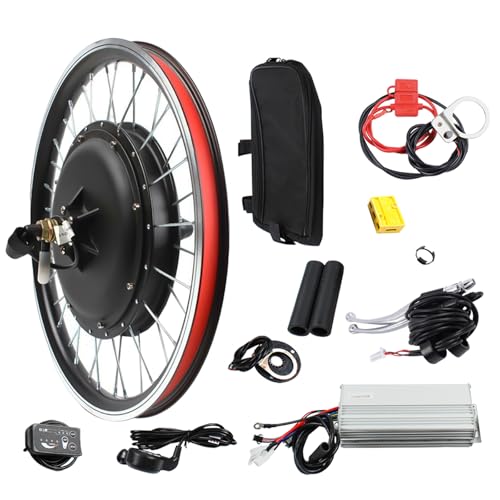 TNGBXR Kit de conversion pour vélo électrique 20" avec écran LED, fonction d'arrêt, levier de frein et roue libre à 7 vitesses, 48 V, 1000 W