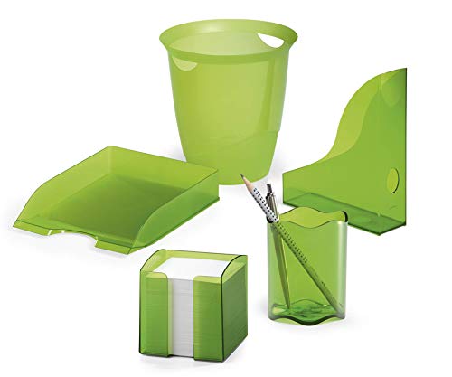 Bloc pour feuillets Durable Trend avec distributeur de notes carrées vertes transparentes - 3