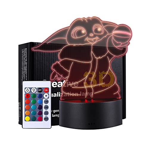 QQAAMZ Anime Lámpara 3d Yoda Luz De Noche Led Muñeca De Acción Juguete Modelo Muñeca Colorida Lámpara Usb Decoración Dormitorio Lámpara De Escritorio Táctil Juguetes Para Niños Regalo De Cumpleaños