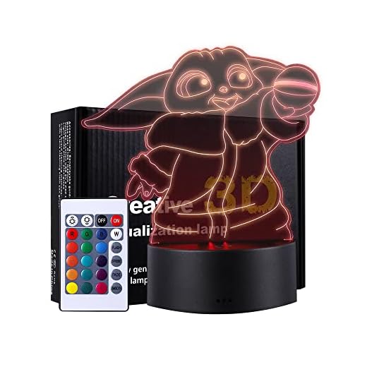 QQAAMZ Anime Lámpara 3d Yoda Luz De Noche Led Muñeca De Acción Juguete Modelo Muñeca Colorida Lámpara Usb Decoración Dormitorio Lámpara De Escritorio Táctil Juguetes Para Niños Regalo De Cumpleaños