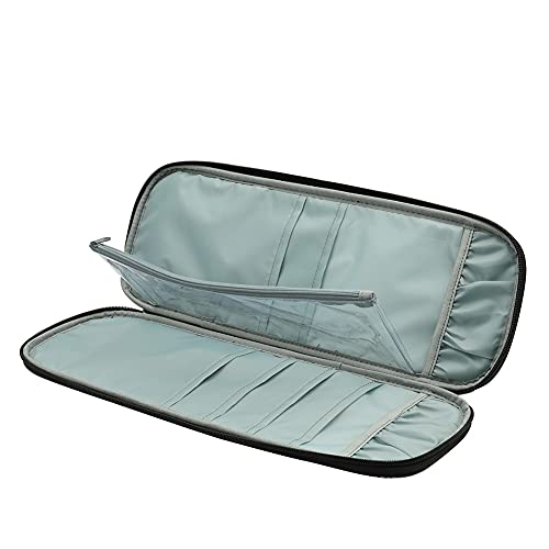 Katech Knitting Needles Case Portable Travel Crochet Hooks Storage Bag Organizer Empty Zipper Bags With Transparent Pocket And Holder Slots For Carrying Crochet Accessories And Knitting Needles (Blue) #TOP3