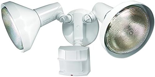 Secure Home 180-Degree 2-Head White Halogen Motion-Activated Flood Light with Timer
