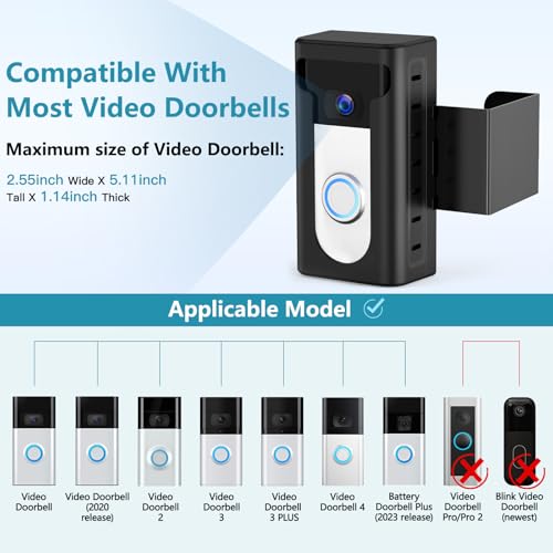 KIMILAR 2024 Upgrade Anti-Theft Video Doorbell Mount, Not Block Doorbell Motion Sensor, Adjustable No-Drill Mounting Bra - Additional View