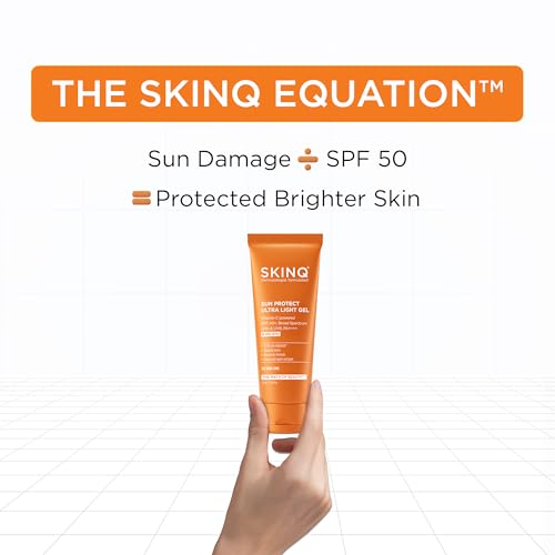 Image of SKINQ Sun Protect Gel Sunscreen SPF 50+ PA++++ with Vitamin C | Zero White Cast | UVB Protection | Lightweight, Non-Greasy | For Normal, Dry & Sensitive Skin | In-Vivo Tested | Dermat Formulated | 30ml