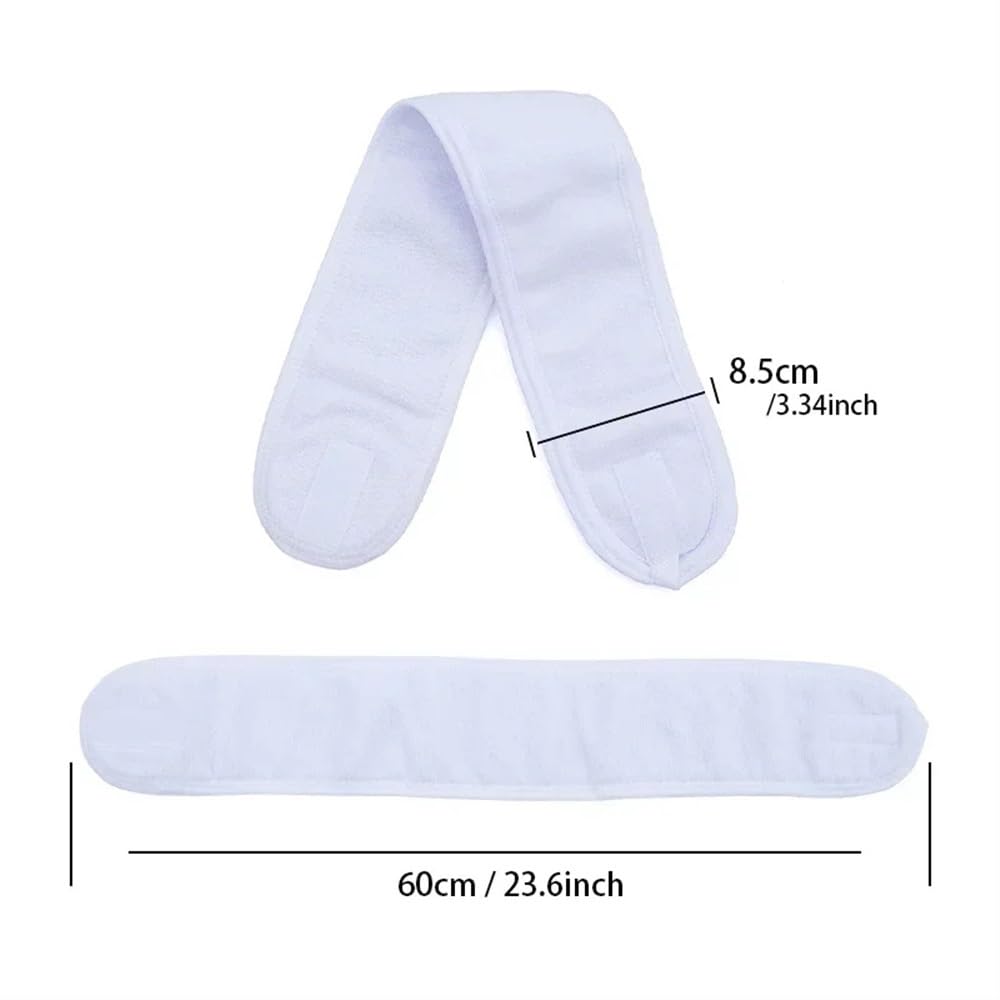 Juego de 3 diademas anchas ajustables para mujer, yoga, baño, ducha, maquillaje, lavado facial, cosméticos, accesorios (3 unidades, blanco)