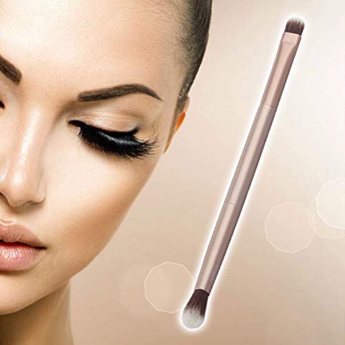 Double Ended Eyebrow Eyeshadow Brush Foundation Makeup Cosmetic Tool (Shallow Matted Gold) #TOP6