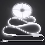 ALITOVE 110V 120V LED Strip Lights Waterproof 16.4ft COB Style Super Bright Daylight White LED Strip Lights 6000k CRI90+ for Indoor Outdoor Home Commercial Lighting(No Remote Version)