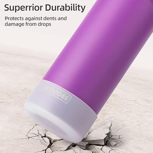 Image of koodee Water Bottle 16 oz Stainless Steel Double Wall Vacuum Insulated Water Bottle for Kids School -Wide Mouth Sports Metal Water Flask for Girls(Purple)