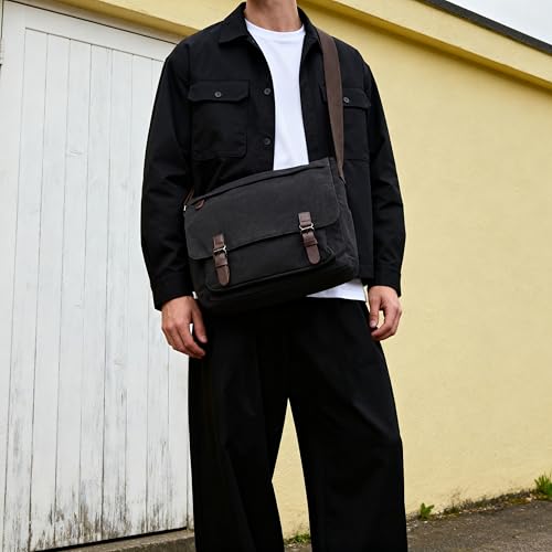 Bolso bandolera de lona azul de hombre con compartimentos comodo 3