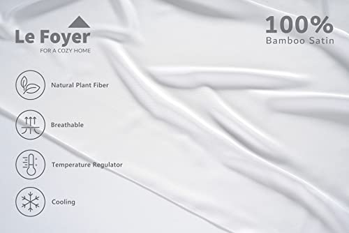 Lefoyer Bamboo California King Sheets, 4 Pc Sheet Set, 1 Flat, 1 Fitted & 2 King Pillow Cases, Deep Pockets, Cooling Bed Sheets, Machine Washable, Sheet And Pillowcase Set - White #TOP3