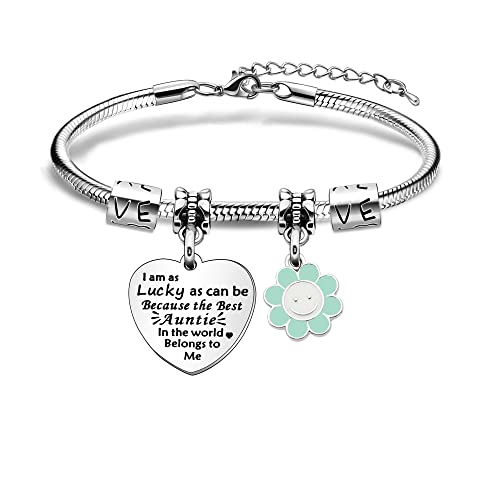 Bracelet réglable « I am Lucky The Best Auntie In The World Belongs To Me » pour la fête des mères ou un anniversaire, Adjustable Cover