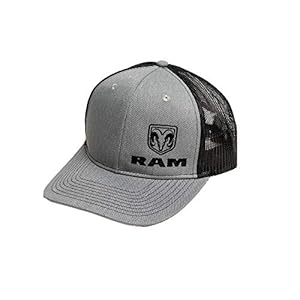 RAM Trucks Snapback Trucker Hat – Embroidered Logo, Adjustable Fit, Brushed Cotton Twill, Mid-Profile Cap Heather Grey/Black