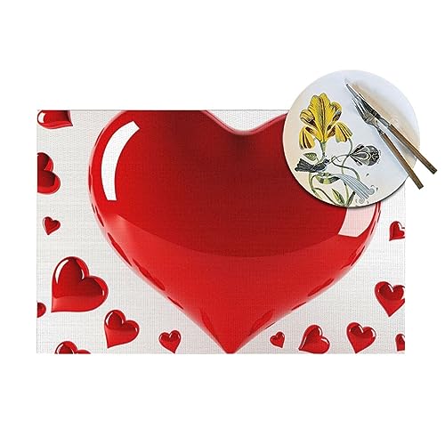Set de table cœur lavable antidérapant pour linge de table résistant