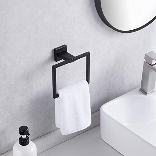 Kes Bathroom Hardware Set 2-Piece Toilet Paper Holder And Towel Ring Sus 304 Stainless Steel Wall Mount Matte Black, La225Bkdg-22 #TOP2