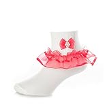 DressForLess Multi Color Girls Socks with Color Ruffled Organza Lace and Ribbon