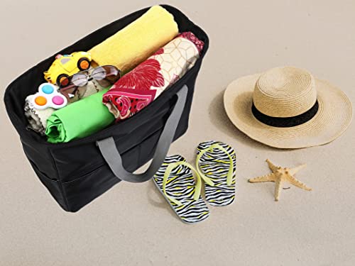 Waterproof Beach Tote Pool Bags For Women Ladies Extra Large Gym Tote Carry On Bag With Wet Compartment For Weekender Travel (M-Black) #TOP7