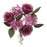LUOZZY Artificial Rose Flower Candle Wreaths Fake Rose Candle Wreath Valentine's Day Rose Wreath Dec