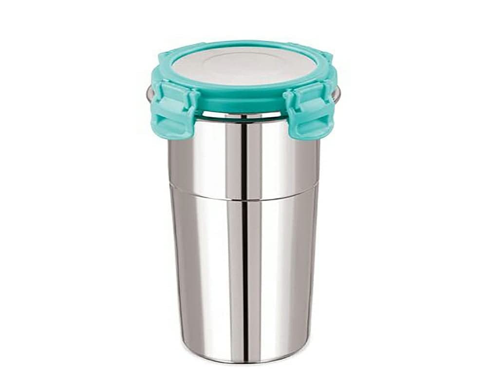 R Dabhi Stainless Steel Tumbler for Traveling & Tiffin for Coffee, Tea, Beer, Milk, Lassi, Butter Milk Glass Tumbler with Airtight Lid Cap Fusion Bottle (400 ml) Multicolor