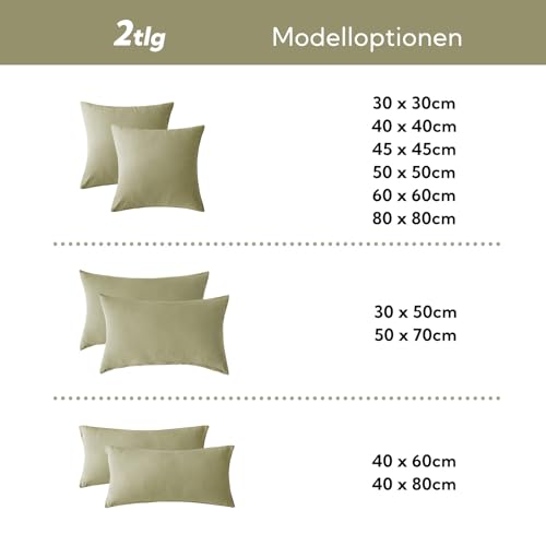 SOULFUL Doppelte Musselin Kissenbezug 80x80 Baumwolle 2 Teilig, Jaspisgrau – Ansicht 6