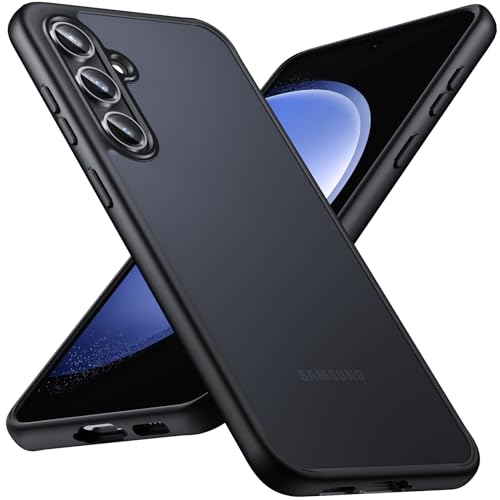 Anqrp Zero Serie für Samsung Galaxy S23 FE Hülle 5G [Unterstützung für Induktives Laden] [Durchscheinende Matte Dünn Handyhülle] Stoßfest Slim Schutzhülle Schwarz