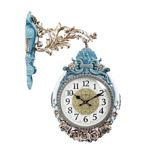 Horloge double face nordique en métal muet pour décoration de salon
