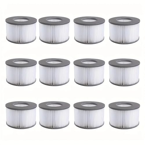 Vokowin Ersatzfilter für MSPA Whirlpool Ersatzfilter-Kartusche Wasserfilter, Filter für Whirlpool und heiße U-Boote sowie Spas, Aufblasbare Pools, Wasserfilter Modell ab 2020, Packung à 12
