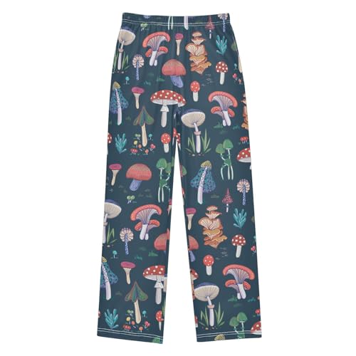 CaTaKu Boys Forest Mushrooms Pants for Boys Girls Wide Leg Sweatpants Kids Long Bottoms with Pockets Size 6-14Y