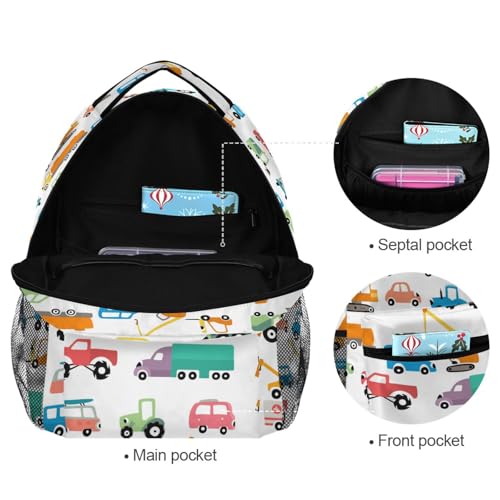 ZZKKO Cute Cartoon Cars School Backpacks Book Bag for Boys Girls Travel Hiking Camping Daypack Work Laptop Backpack4