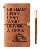 InnoBeta Truck Driver Gifts for Men, Journal Pen Set for Truckers on Birthday, Christmas, Unique Notebook, Travel Diary, Lined Planner, 7.8x5 Inches, Brown
