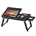 SONGMICS Multi-Function Lapdesk Table, Foldable Bed Tray, Adjustable Breakfast Table, with Tilting Top, Storage Drawer, Bamboo Wood, Black ULLD01BK