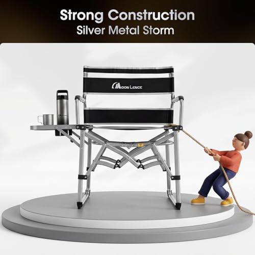 Silla de camping MOON LENCE Directors, resistente, plegable portátil con mesa lateral para playa, pesca, picnic, césped y eventos al aire libre (Negro, 2 piezas) miniatura 4