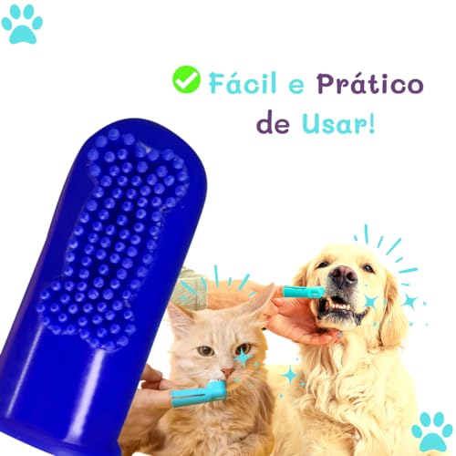 Escova De Dente Para Cachorro Xô Bafinho Cães Gato Dedeira Dedo Cor Sortida