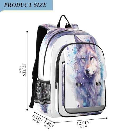 Sac à dos loup aquarelle ordinateur lycée cadeau idéal B308 - 4