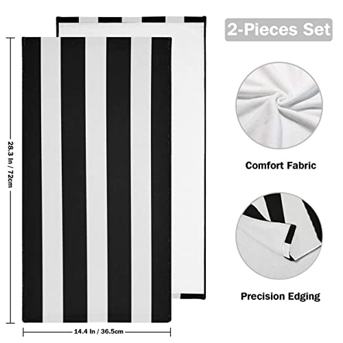 Black And White Hand Towels - Classic Black And White Striped Towels Modern Simple Bath Towels Absorbent Microfiber Fingertip Towels For Bathroom Kitchen Gym 14 X 28 Inch, Set Of 2 #TOP1
