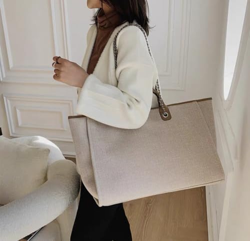 Women's Canvas Totes Chain Handbag Shoulder Crossbody Armpit Bag Beach Vacation Large Capacit Versatile Hobo Top Handle2
