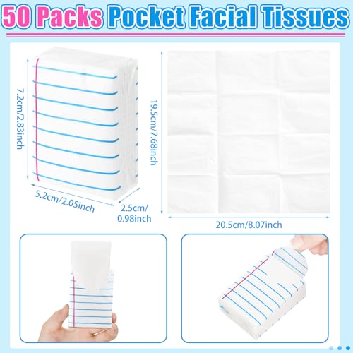 Image of Ctosree 50 Pack Classroom School Pocket Tissues Travel Packs Bulk 500 Sheet Small Notebook Tissues Pocket Packs 3 Ply Mini Travel Size Individual for Student Teacher (Classic)