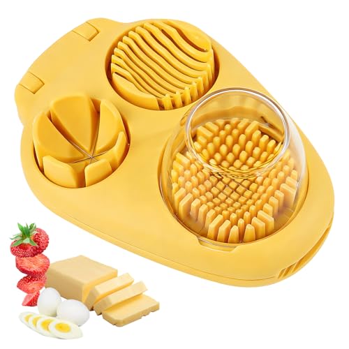 3 In 1 Stainless Steel 3 Slice Modes Egg Slicer Yellow One Size