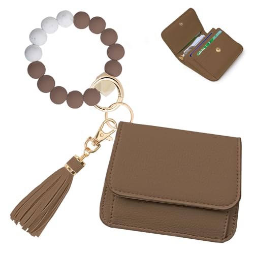 Image of Keychain Wallet for Women,RFID Wristlet Wallet with Beaded Strap