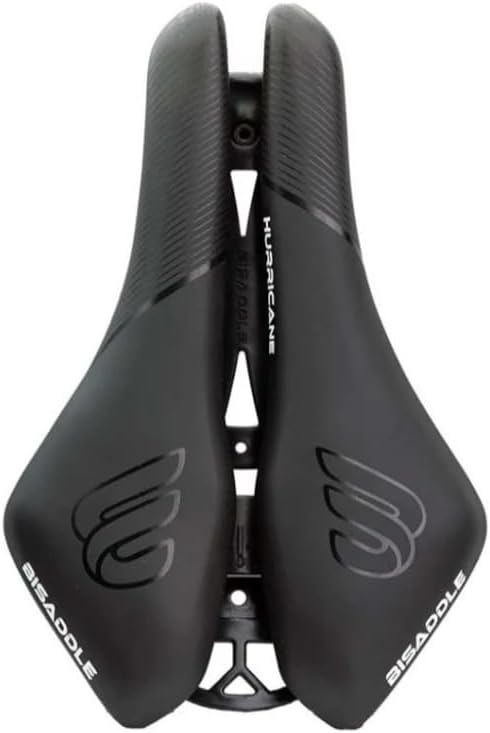 BiSaddle Hurricane Short Nose Bicycle Saddle, Adjustable Sit Bone Width, Black with Titanium Rails Pain-Free, Custom Fit Comfort