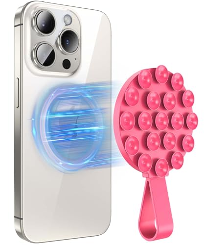 Support de téléphone magnétique rose à ventouse en silicone pour iPhone