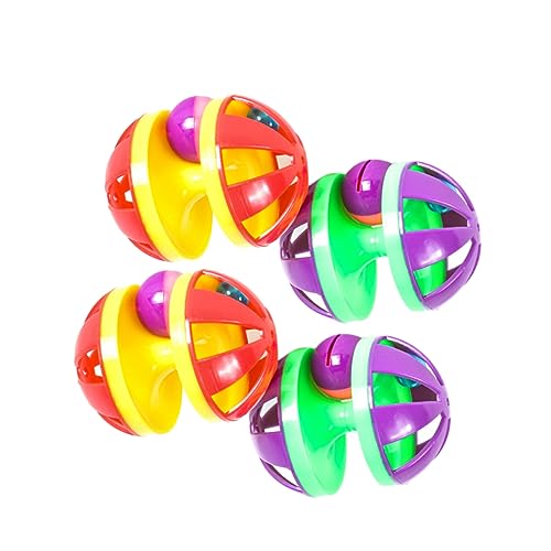 Toddmomy 4pcs Cat Ball with Double Bells Interactive Playthings for Cats Engaging Plastic Teasing Balls for Pet Supplies and Fun Playtime Random Color