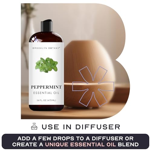 Image of Brooklyn Botany Peppermint Essential Oil - Huge 16 Fl Oz - for Candle Making, Soap Making, Diffusers, and Aromatherapy