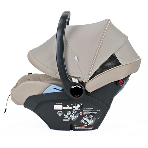 Image of PEG Primo Viaggio Lounge - Reclining Rear Facing Infant Car Seat - Includes Base with Load Leg & Anti-Rebound Bar - for Babies 4 to 30 lbs - Made in Italy - Astral (Beige)