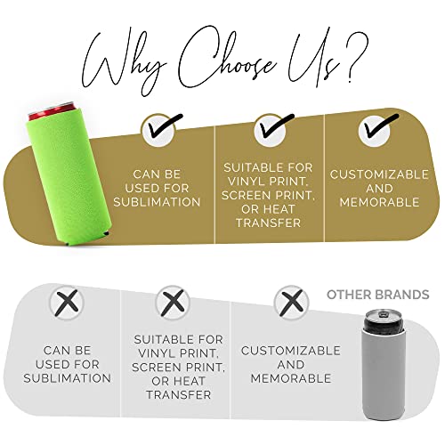 Image of Slim Can Cooler Sleeves 12 Pack- Blank Foldable Neoprene 12oz Can Insulators - Skinny Beverage Coolers for Beer & Soda - Sublimation-Ready (Assorted)