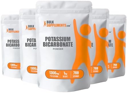 BulkSupplements.com Potassium Bicarbonate Powder - Potassium Supplement Powder, Potassium Bicarbonate Food Grade - 1300mg per Serving (500mg Potassium), 5kg (11 lbs) (Pack of 5)