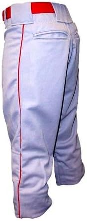 Alleson Athletic Youth Baseball Pants- White/Dark Green Piping; Large