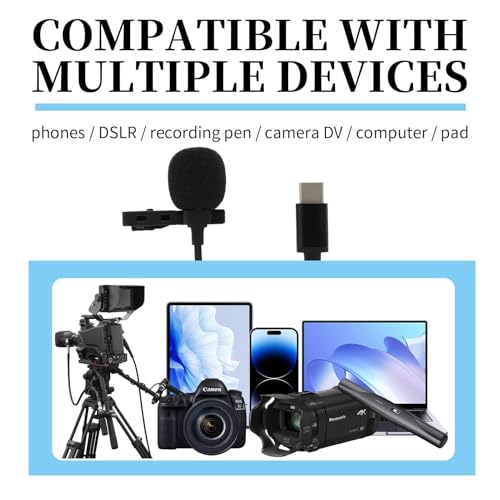 Type-C Mikrofon, 1.5 Mini Omnidirektionales Kondensatormikrofon für Android und Tablets, Professionelles Mikrofon mit Windschutz für Streaming, Kompatibel mit Allen Geräten mit Type-C Anschluss