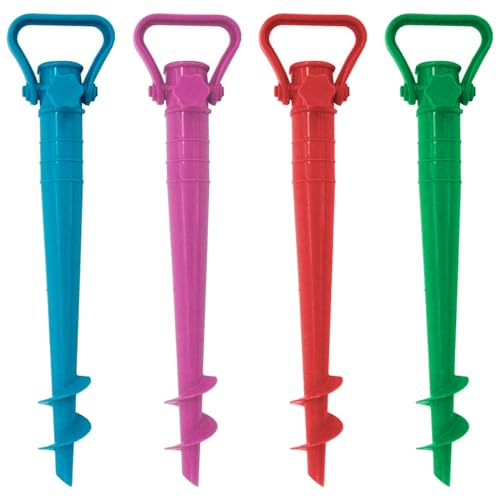 Acan Tradineur - Pack de 4 Soportes de sombrilla de Playa de 25 mm - Fabricado en plástico - Soporte de Base de Parasol con Rosca - 41,5 x 9,5 cm - Color Aleatorio