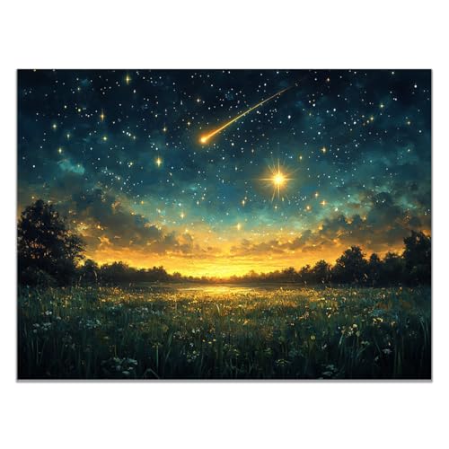Comète nocturne illustration moderne bleu sans cadre pour décoration épurée